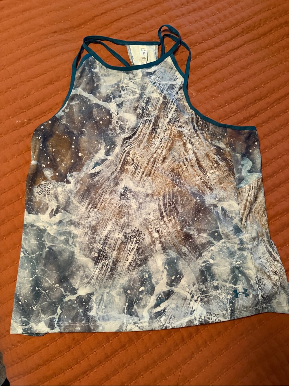 Women's UA Blue Teal Marble Print Athletic Tank Top